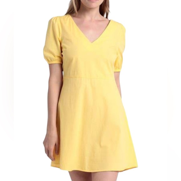 New plain weave, frills, solid color, v-neck, short sleeves, unlined - Picture 3 of 6